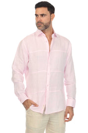 Camisa Mojito Casual Patchwork Diseño 100% Lino Manga Larga