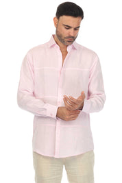 Camisa Mojito Casual Patchwork Diseño 100% Lino Manga Larga