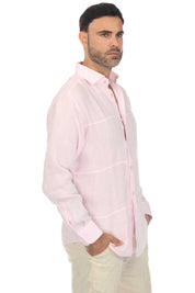 Camisa Mojito Casual Patchwork Diseño 100% Lino Manga Larga