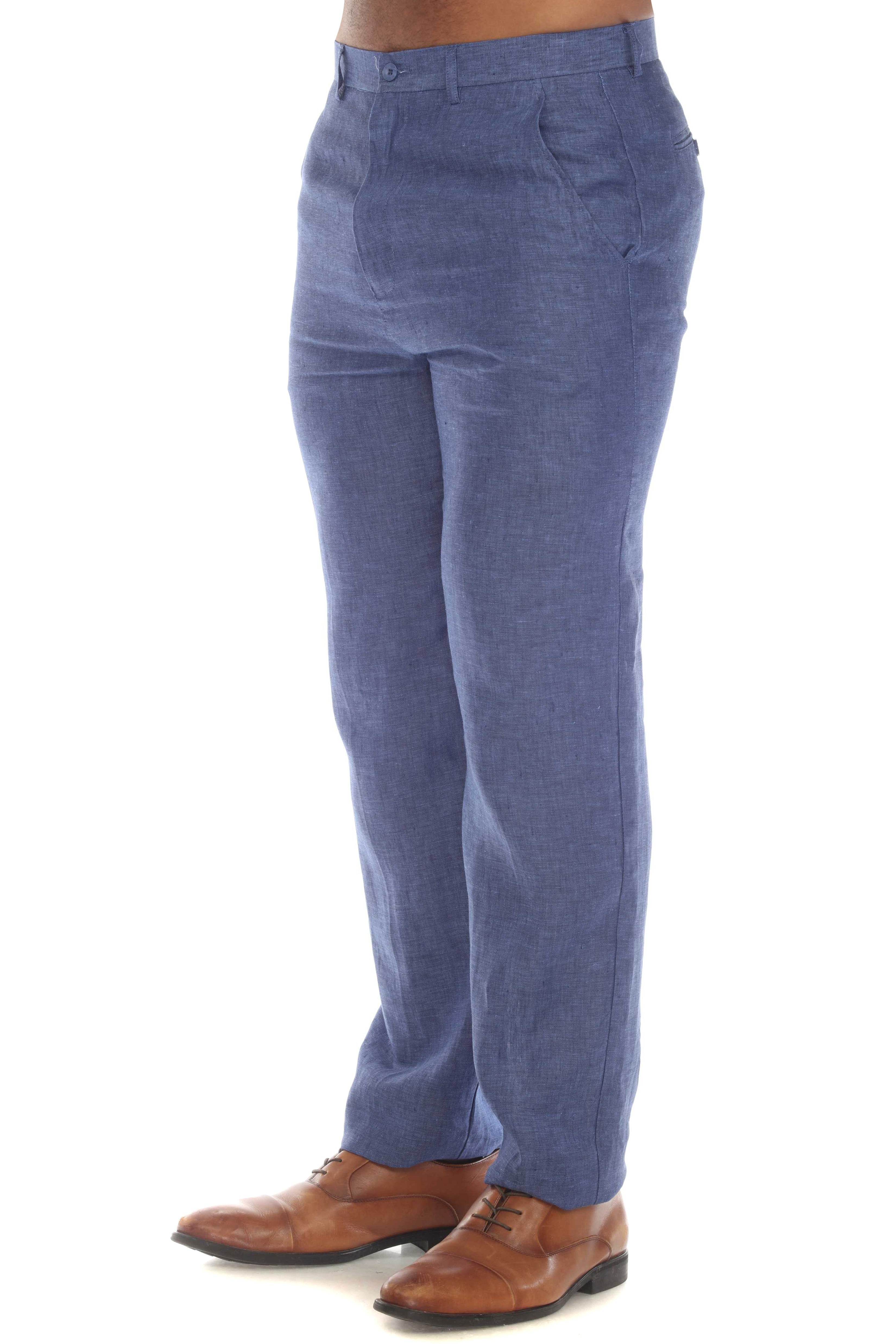 Men's Modern Fit Casual Resort Wear 100% Linen Flat front Dress Pants