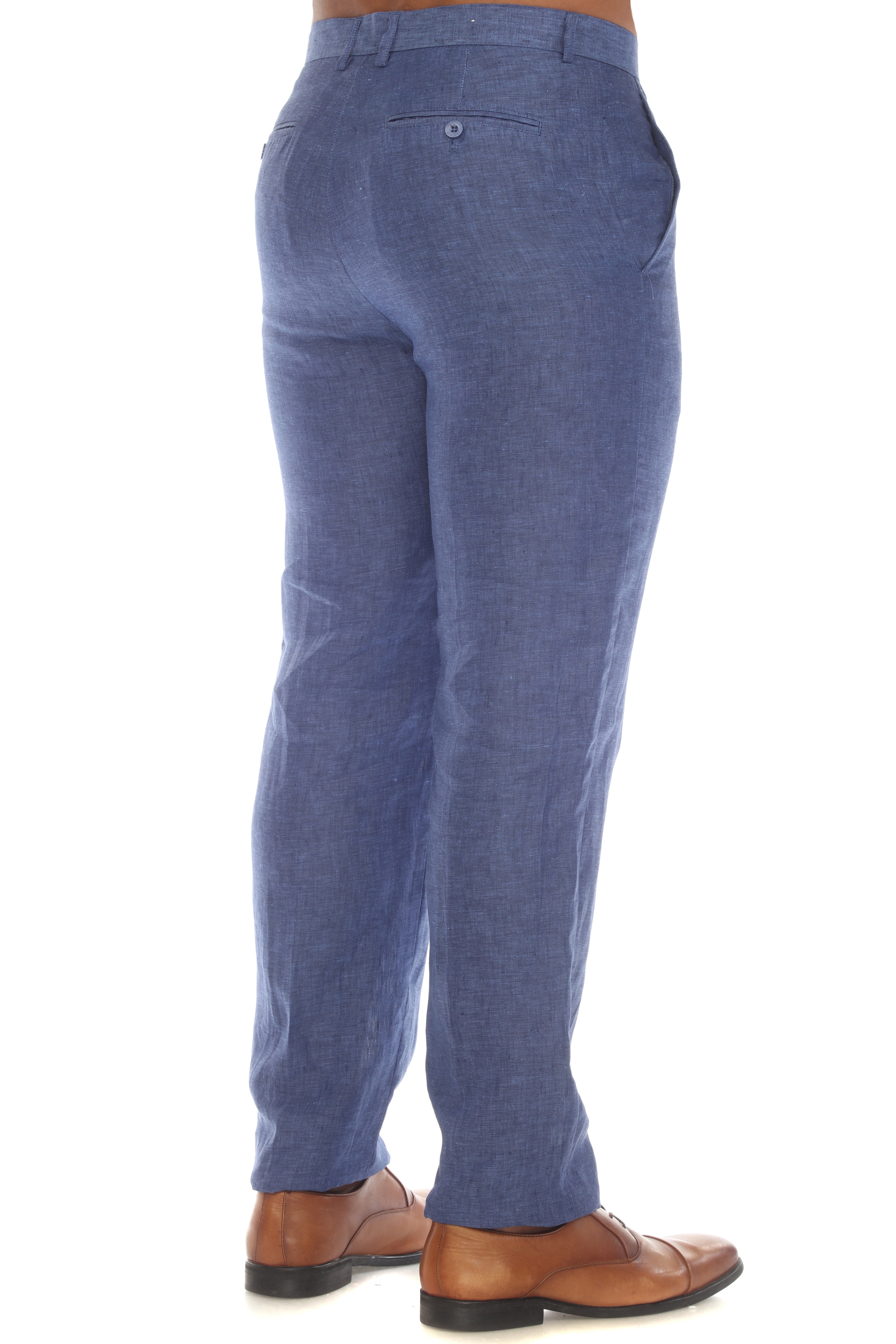 Pantalones de vestir planos de lino de corte entallado para hombre de la colección Mojito