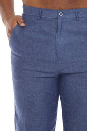 Pantalones de vestir planos de lino de corte entallado para hombre de la colección Mojito