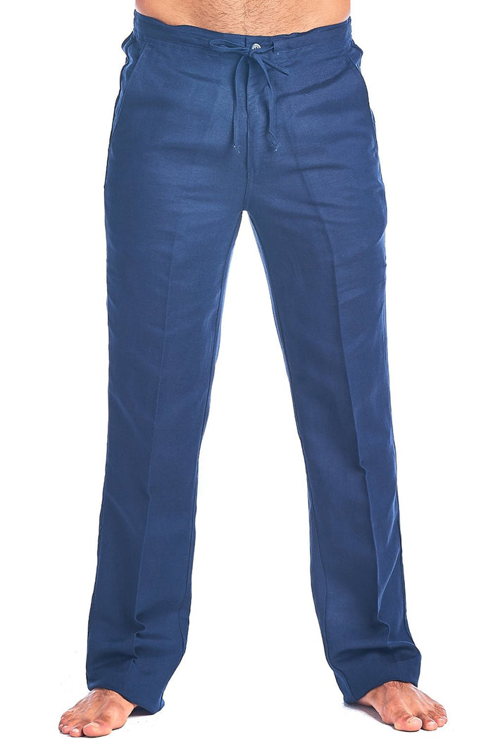 100% Linen Casual Drawstring Linen Pants
