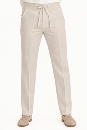 Mojito Collection 100% linen drawstring pants in Natural, front view