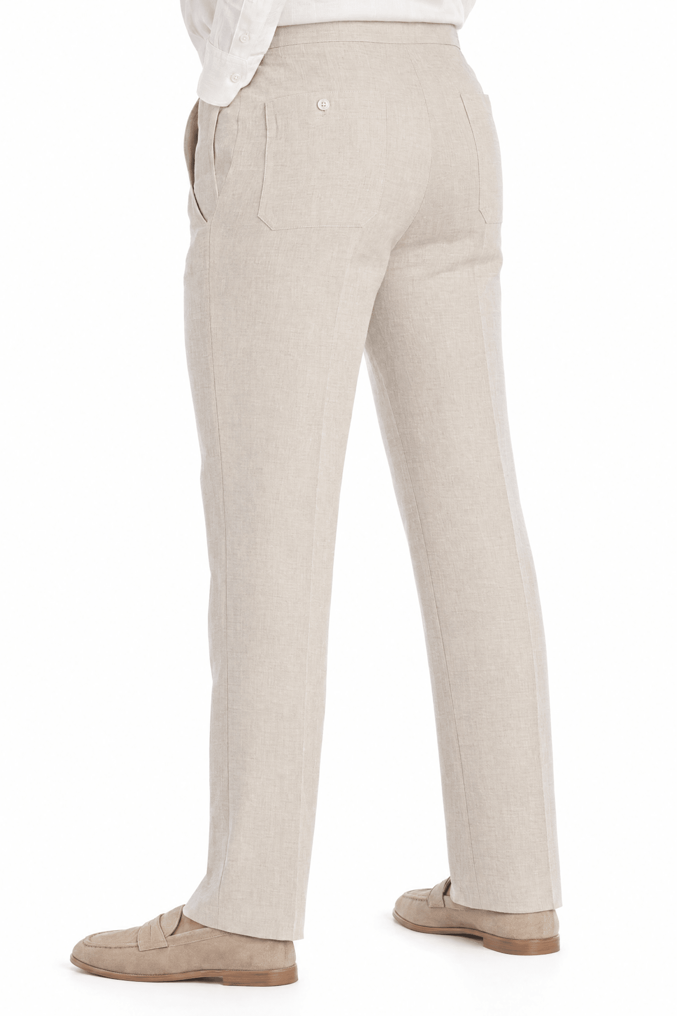 Mojito Collection 100% linen drawstring pants in Natural, side view