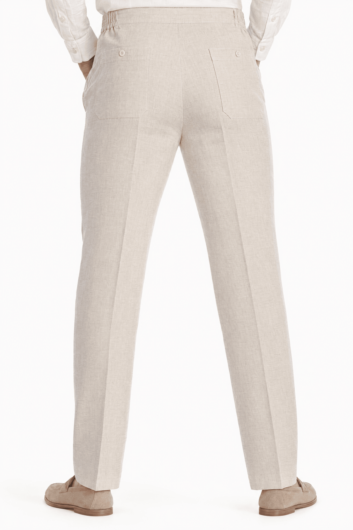 Mojito Collection 100% linen drawstring pants in Natural, back view