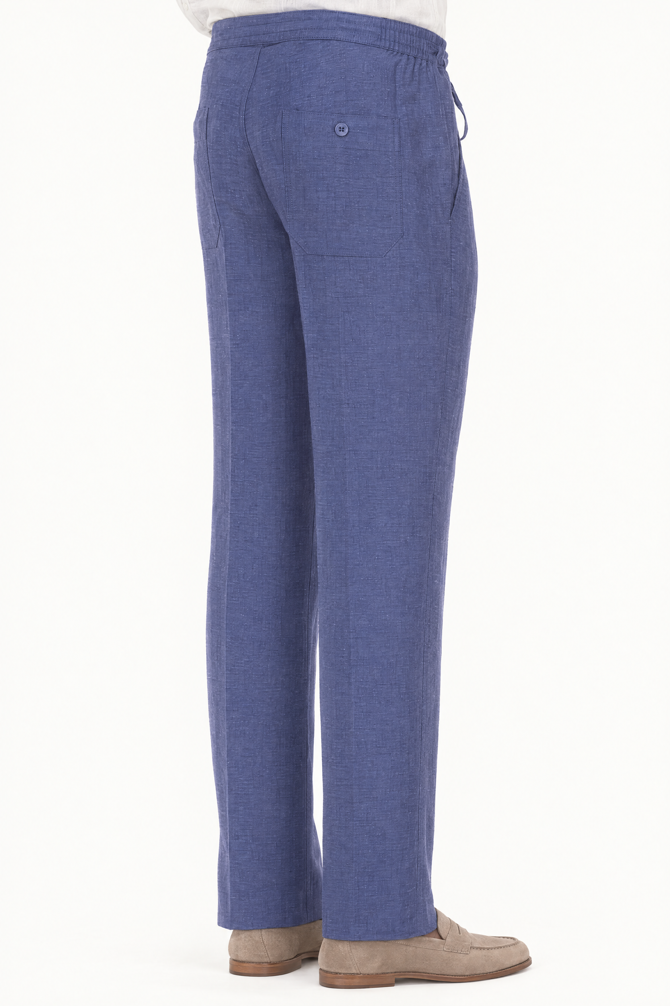Mojito Collection 100% linen drawstring pants in Stellar Blue, back view