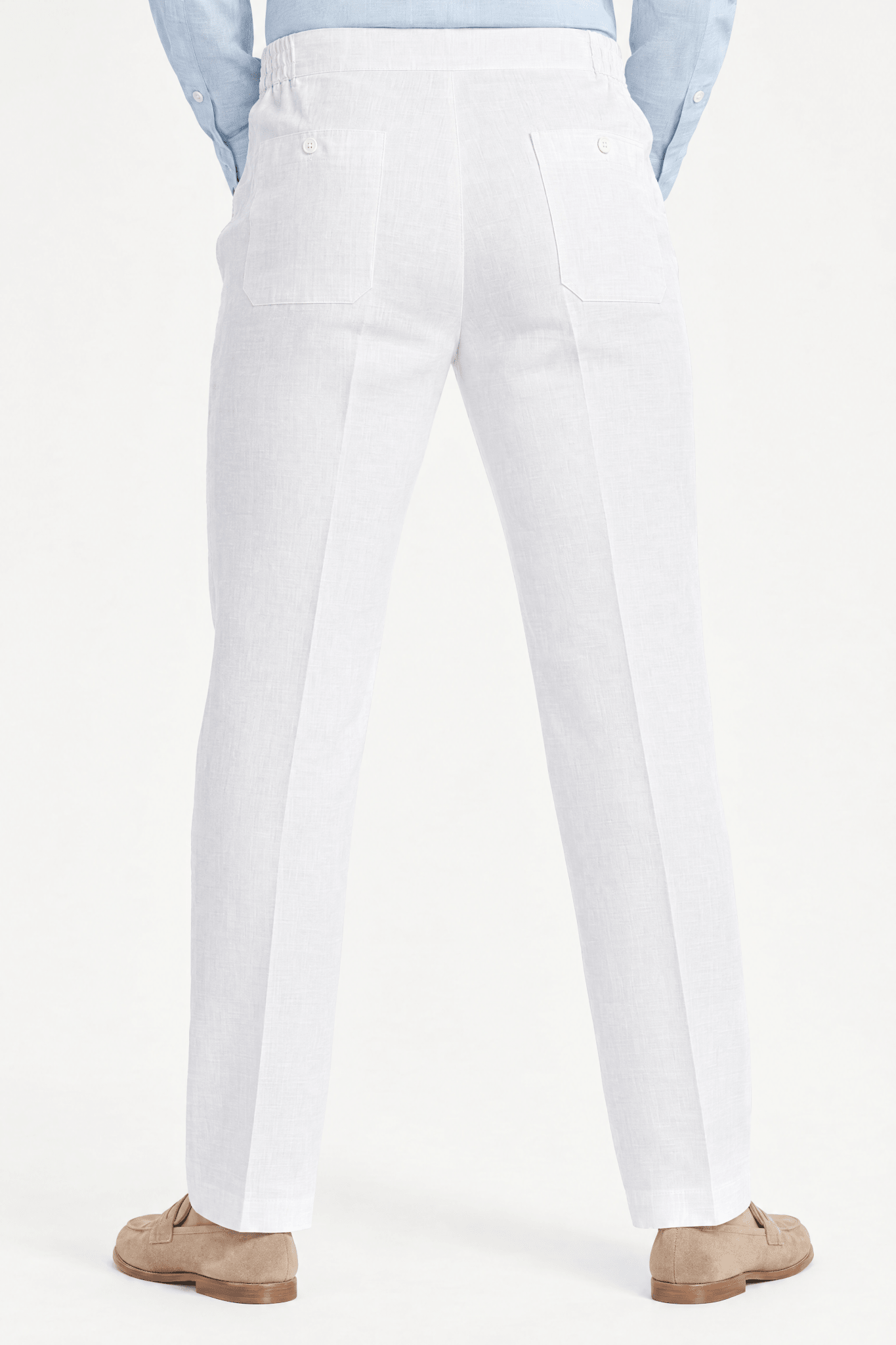 Mojito Collection 100% linen drawstring pants in White, back view