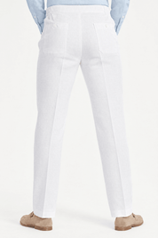 Mojito Collection 100% linen drawstring pants in White, back view