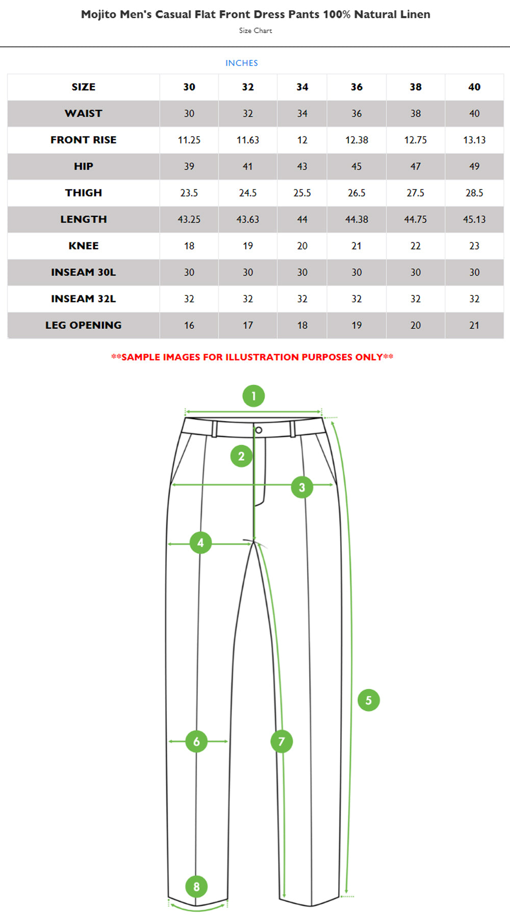 Mojito Men's Casual Flat Front Dress Pants 100% Natural Linen