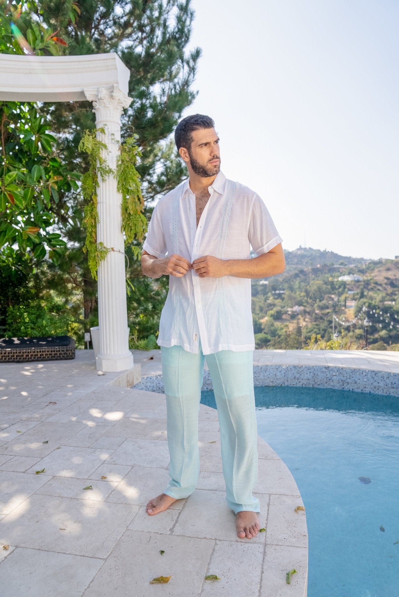 Pantalones de playa informales con cordón ajustable para hombre