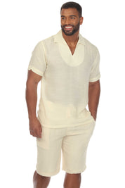 Camisa playera de cuello en V para hombre, manga corta, con detalle bordado