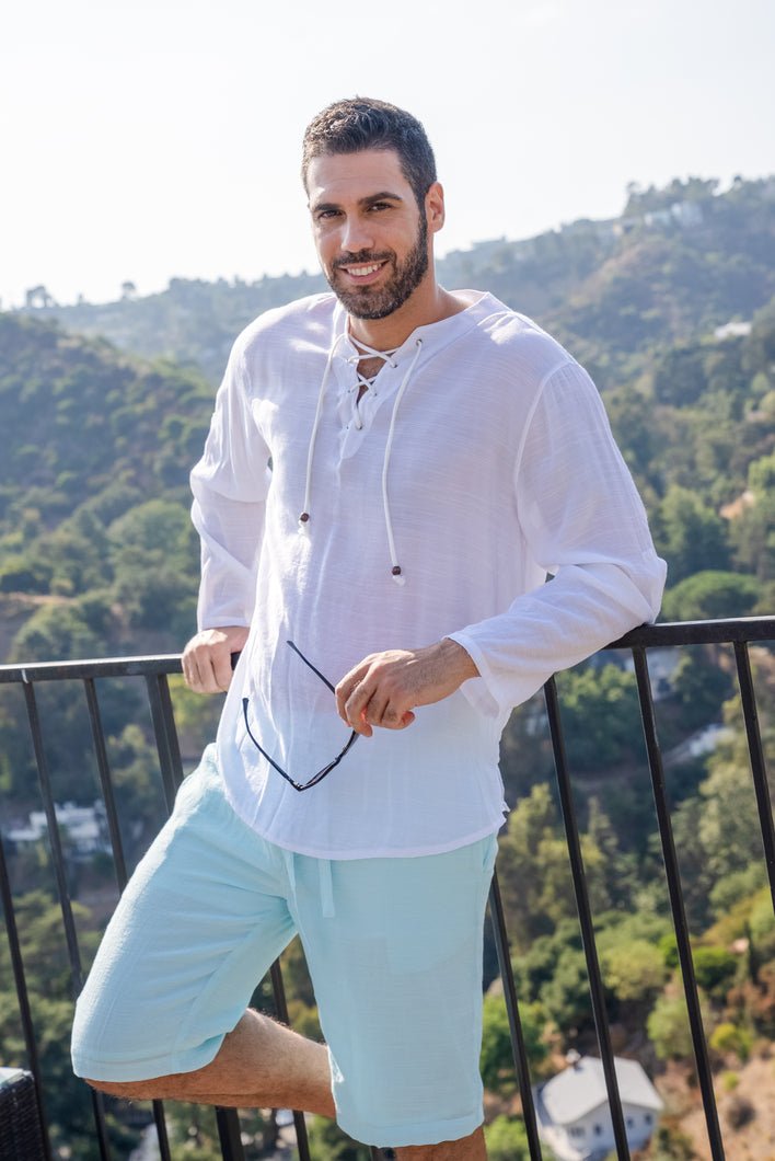 Men's Lace Up Beachwear Shirt Long Sleeve – Mojito Collection