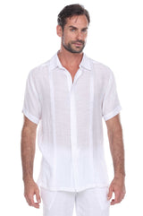 Camisa de manga corta con botones y pliegues fruncidos para playa