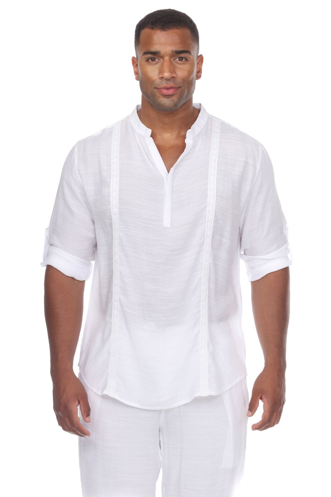 Camisa Henley informal de playa para hombre, manga larga, botones