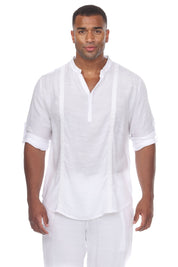 Camisa Henley informal de playa para hombre, manga larga, botones