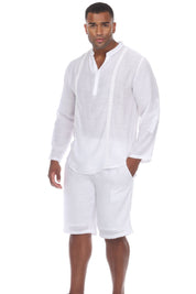 Camisa Henley informal de playa para hombre, manga larga, botones