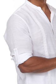 Camisa Henley informal de playa para hombre, manga larga, botones