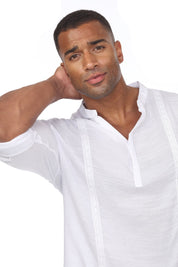 Camisa Henley informal de playa para hombre, manga larga, botones