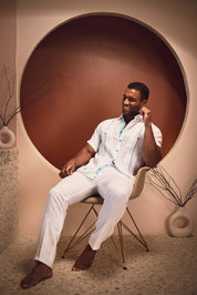 Camisa Guayabera Chacabana 100% Lino para Hombre Mojito, Manga Larga con Estampado
