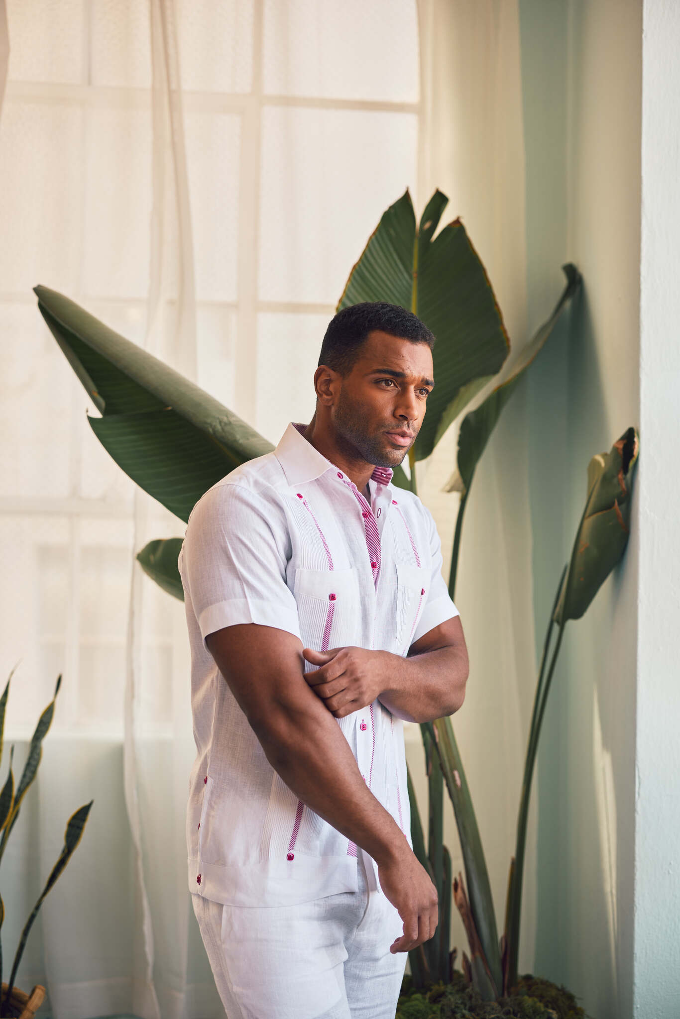 Camisa Guayabera Chacabana 100% Lino para Hombre Mojito, Manga Larga con Estampado