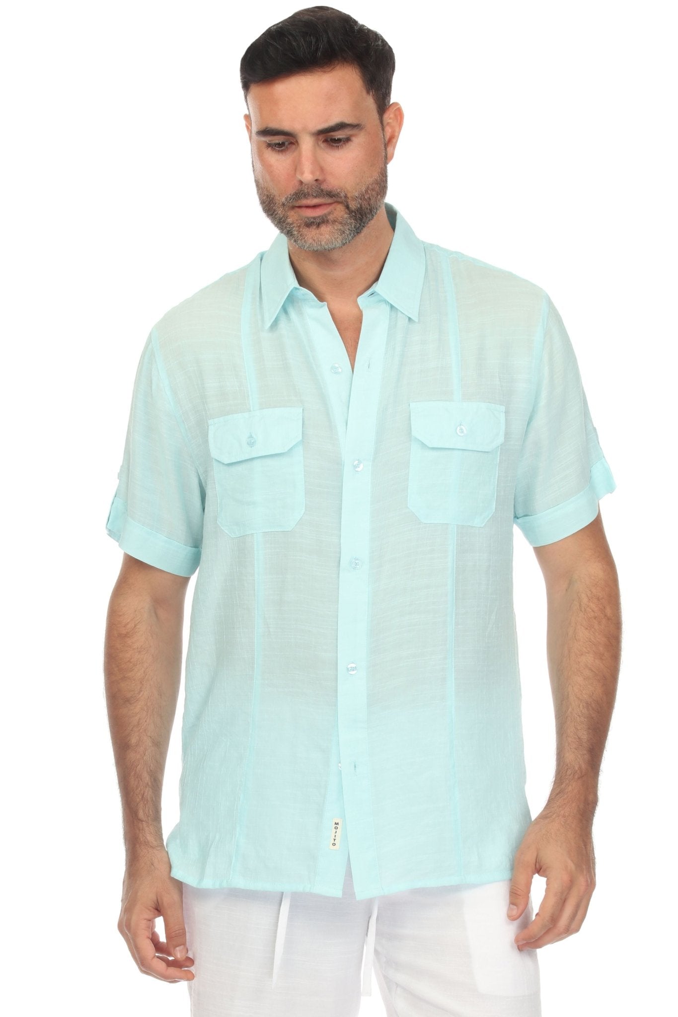 Camisa playera de manga corta con dos bolsillos y botones