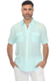 Camisa playera de manga corta con dos bolsillos y botones