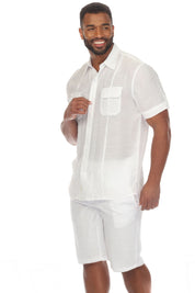 Camisa playera de manga corta con dos bolsillos y botones