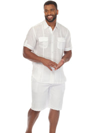 Camisa playera de manga corta con dos bolsillos y botones