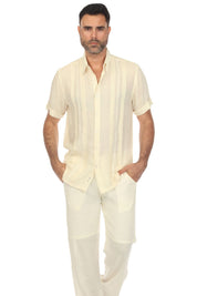 Camisa abotonada playera bordada con bordado vertical tonal