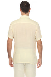Camisa abotonada playera bordada con bordado vertical tonal