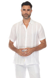 Camisa abotonada playera bordada con bordado vertical tonal