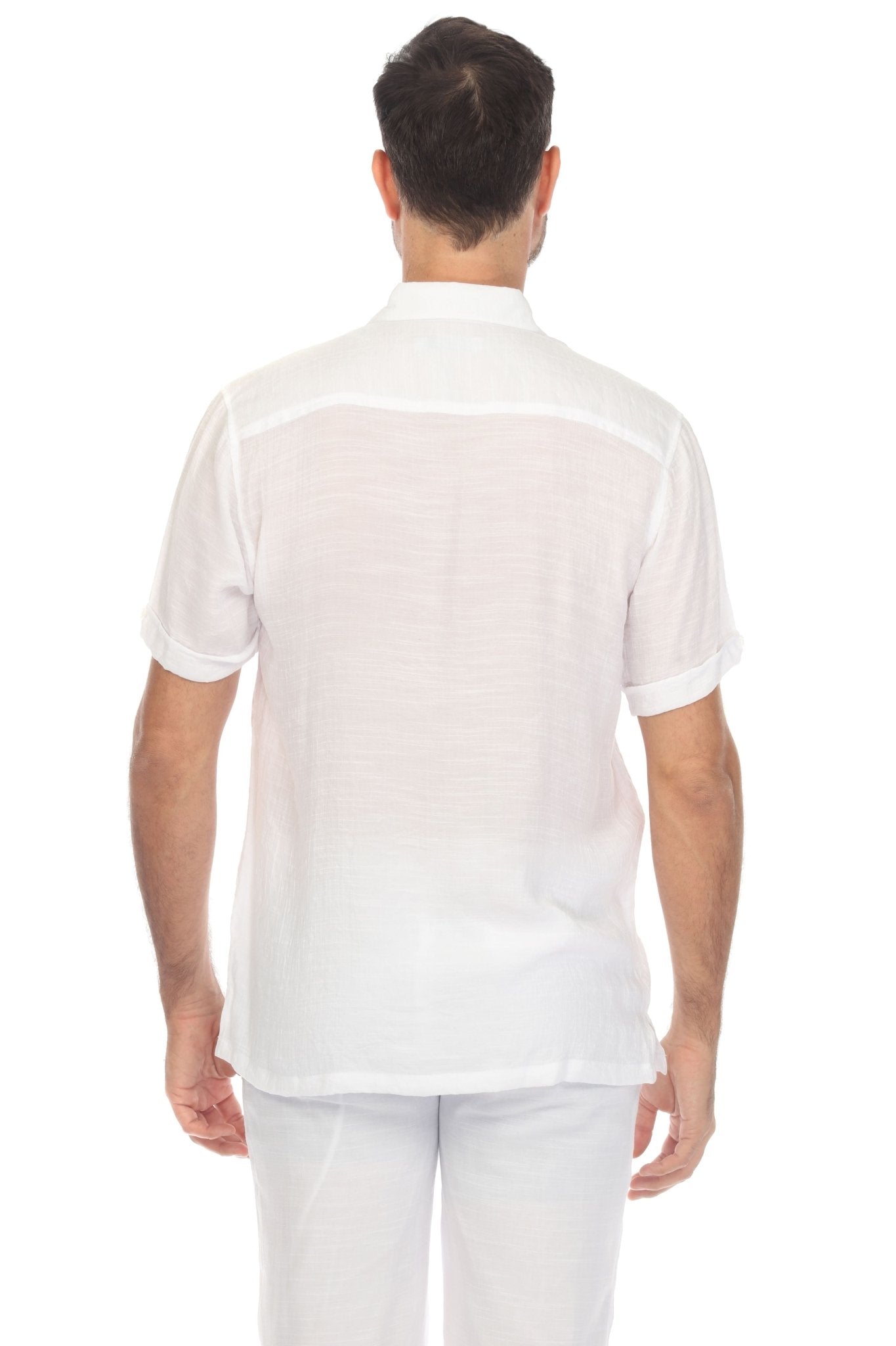 Camisa abotonada playera bordada con bordado vertical tonal