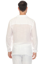 Camisa playera de cuello en V para hombre, manga larga, con detalle bordado