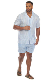 Pantalones cortos de playa informales con cordón para hombre de Mojito, mezcla de lino