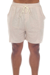 Causal Linen Blend Drawstring Shorts
