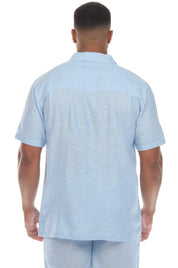 Camisa informal de lino con cuello de campamento y manga corta para hombre de Mojito, ideal para playa y resort