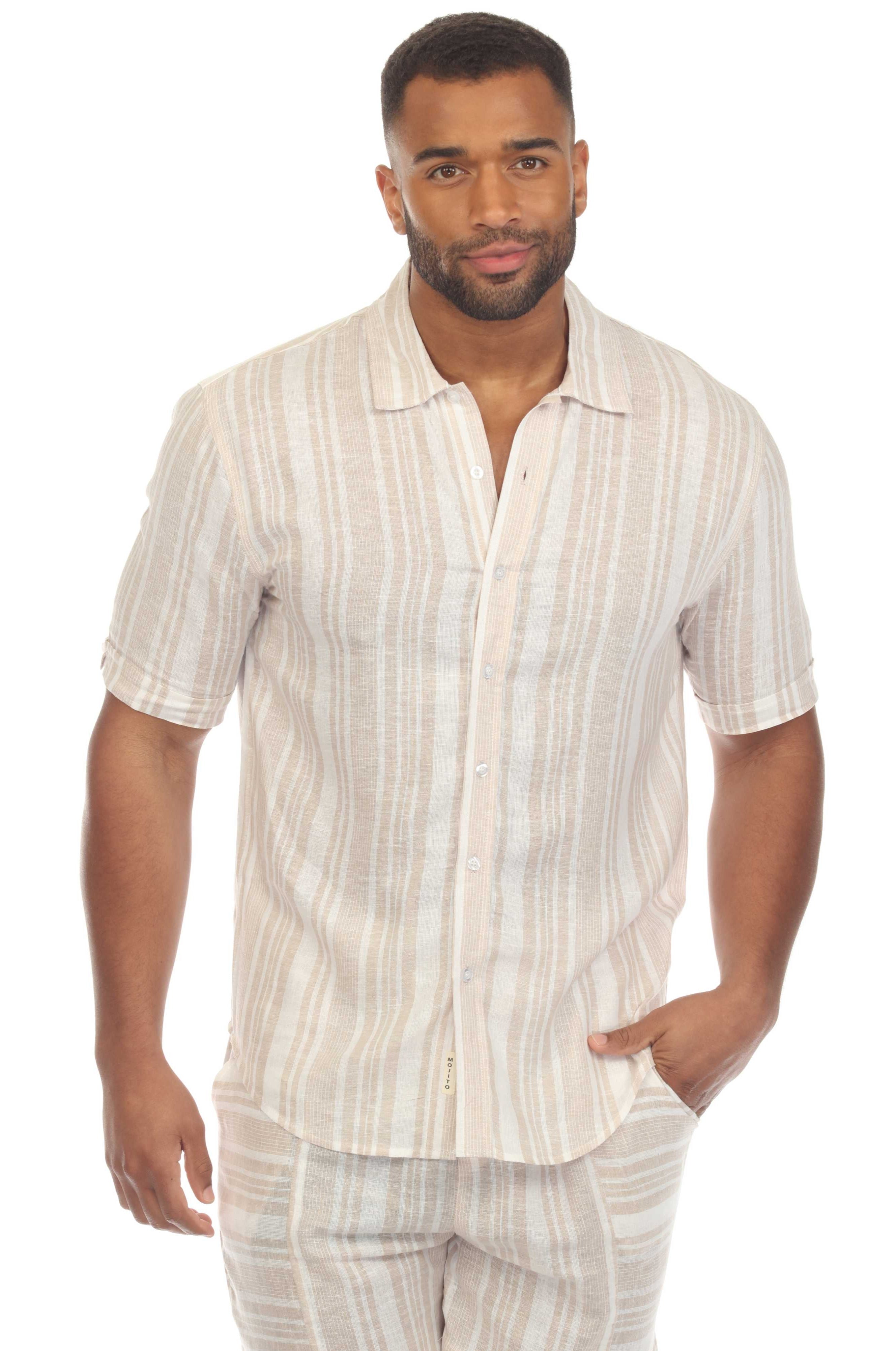 Camisa informal de playa para hombre, mezcla de lino