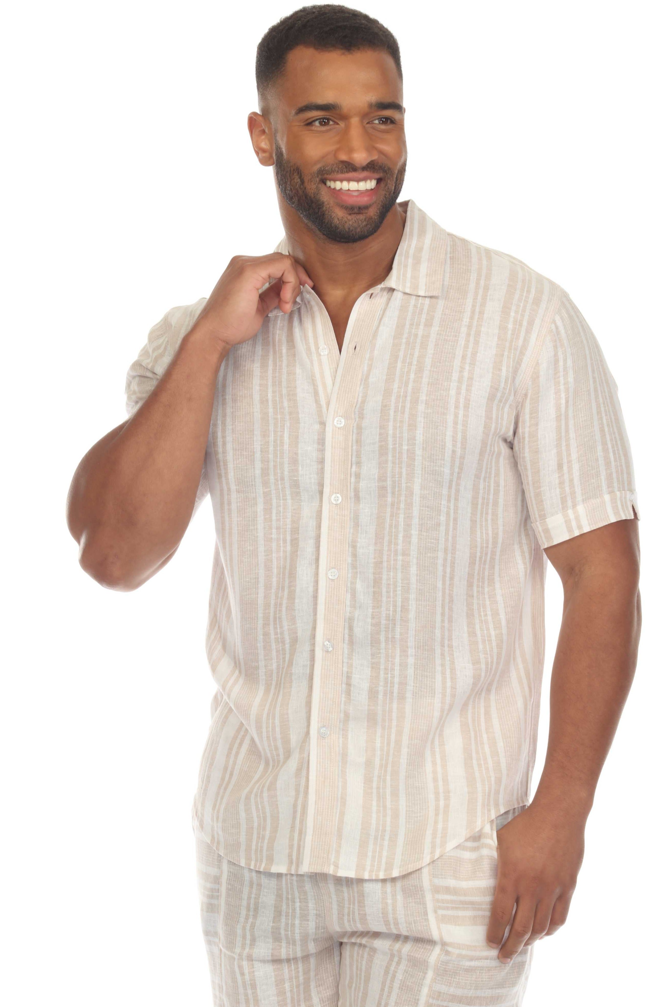 Camisa informal de playa para hombre, mezcla de lino