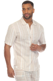Camisa informal de playa para hombre, mezcla de lino