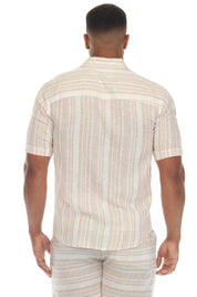 Camisa informal de playa para hombre, mezcla de lino