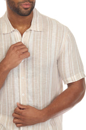 Camisa informal de playa para hombre, mezcla de lino