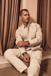 Formal Linen Guayabera Shirt Long Sleeve with French Cuffs