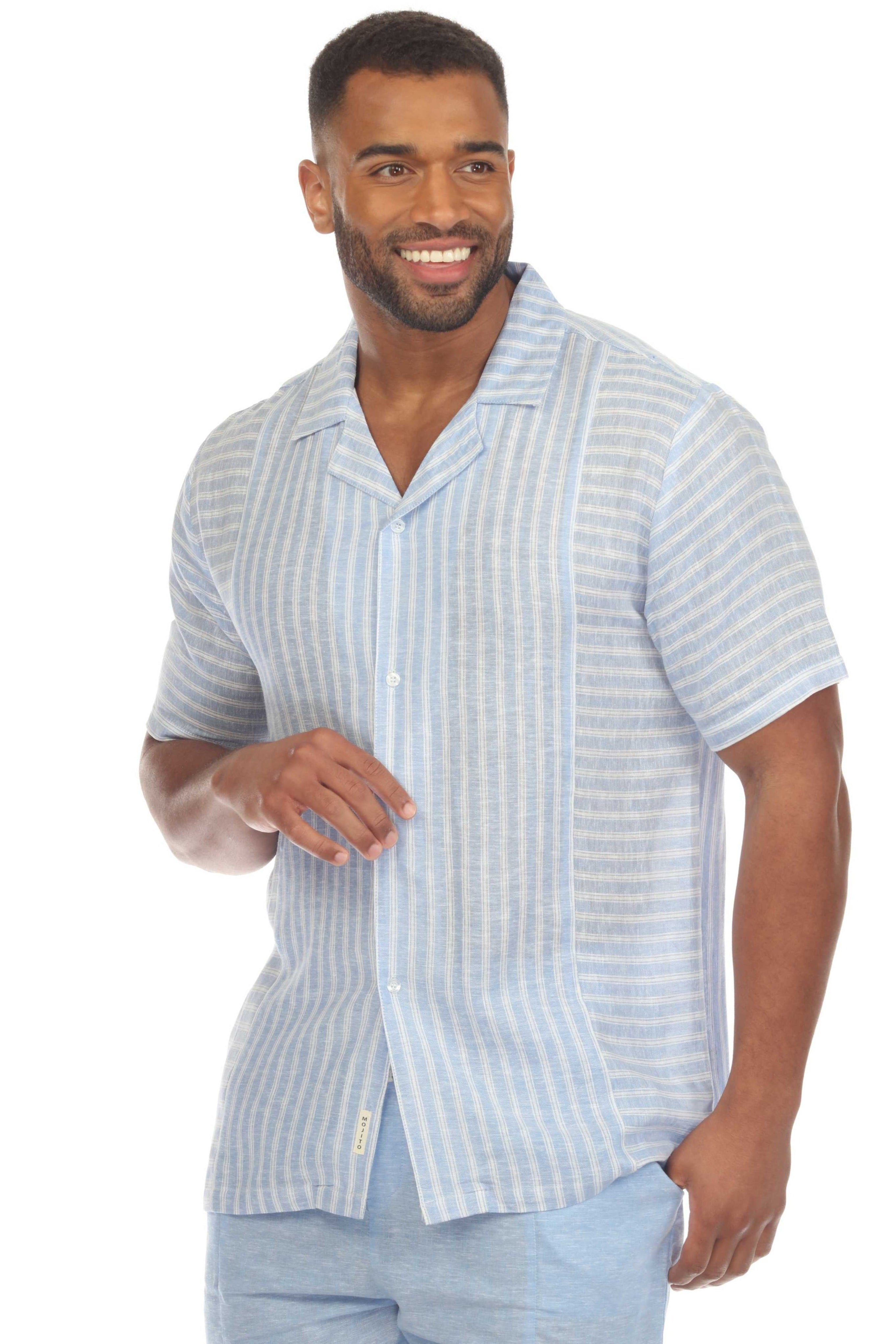 Camisa informal de playa para hombre, mezcla de lino