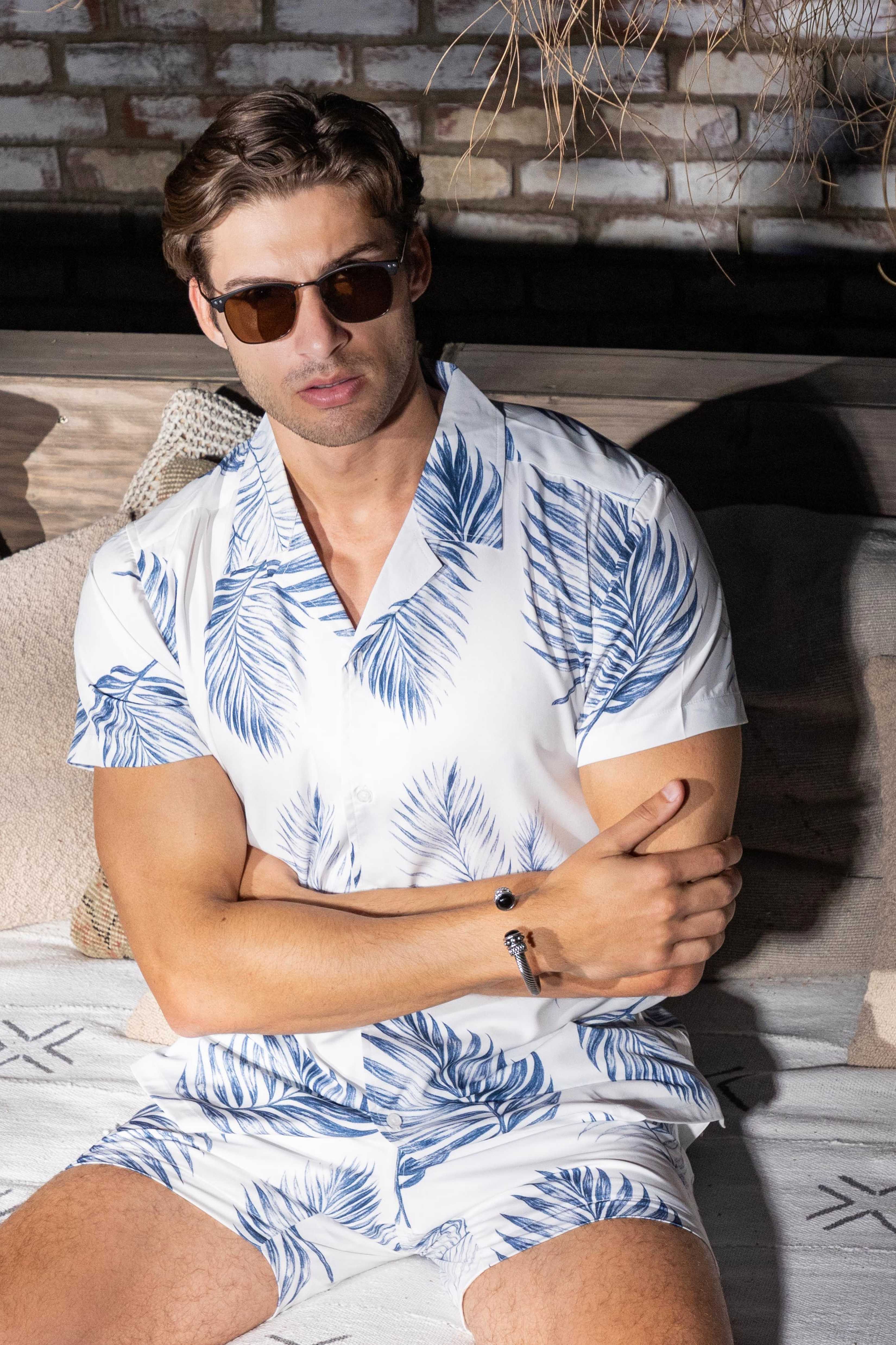 Men's Button-Down & Short's Swim Suit Cabana Set