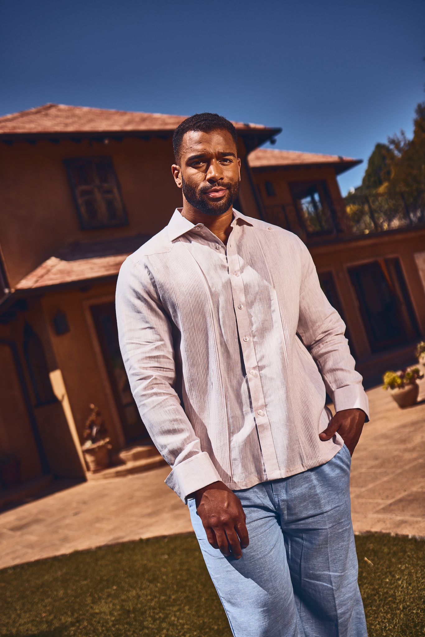 Camisa Guayabera Chacabana 100% Lino para Hombre con Puños Franceses y Manga Larga Mojito