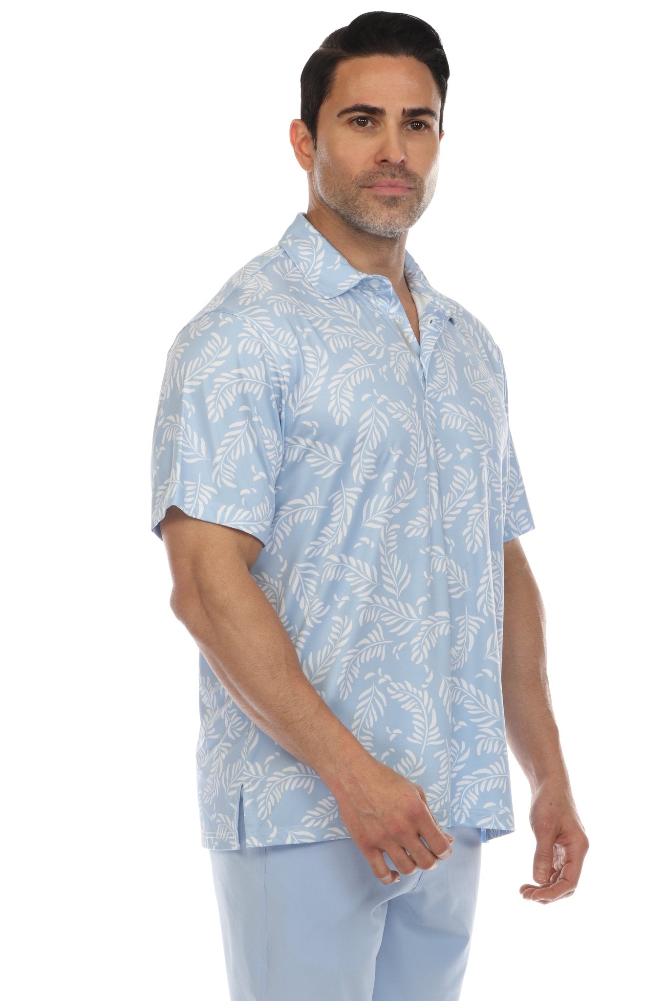 Polo informal Dry-Fit para hombre con estampado floral