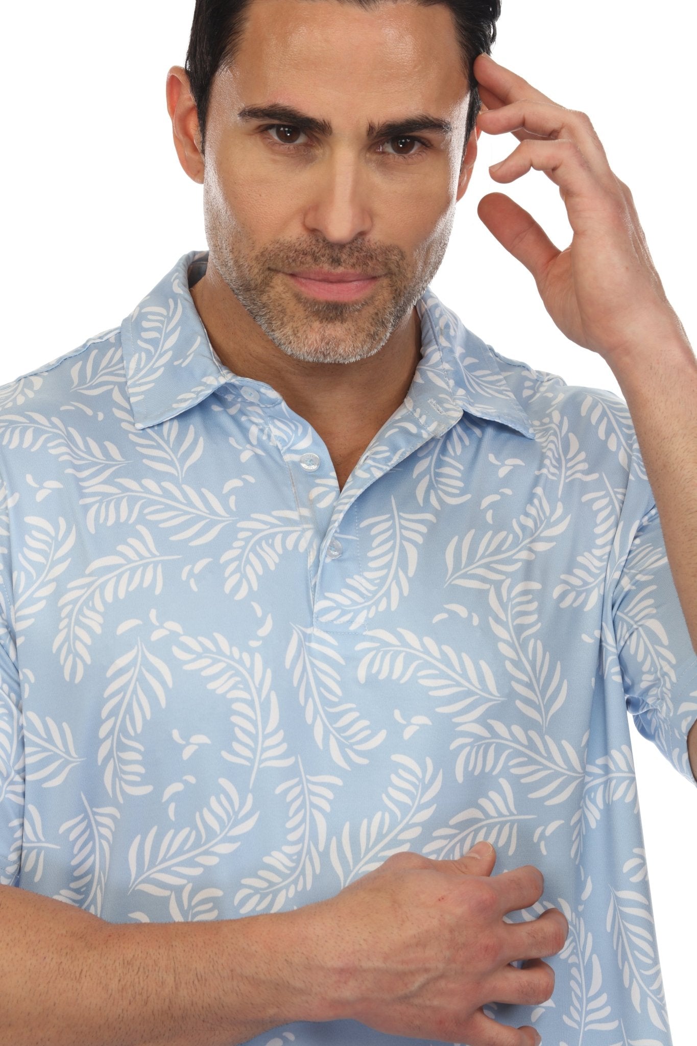 Polo informal Dry-Fit para hombre con estampado floral