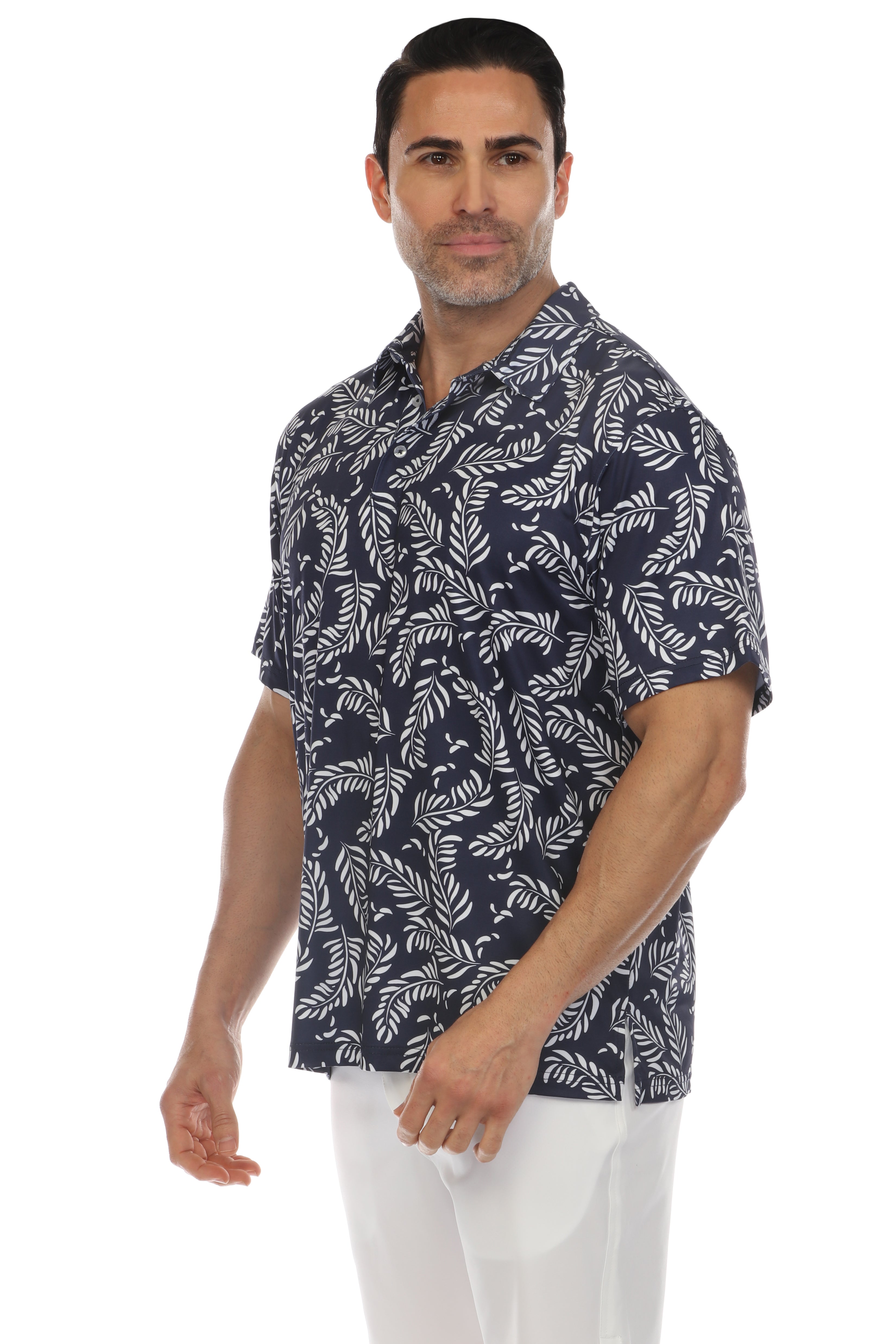 Polo casual Dry-Fit con estampado tropical