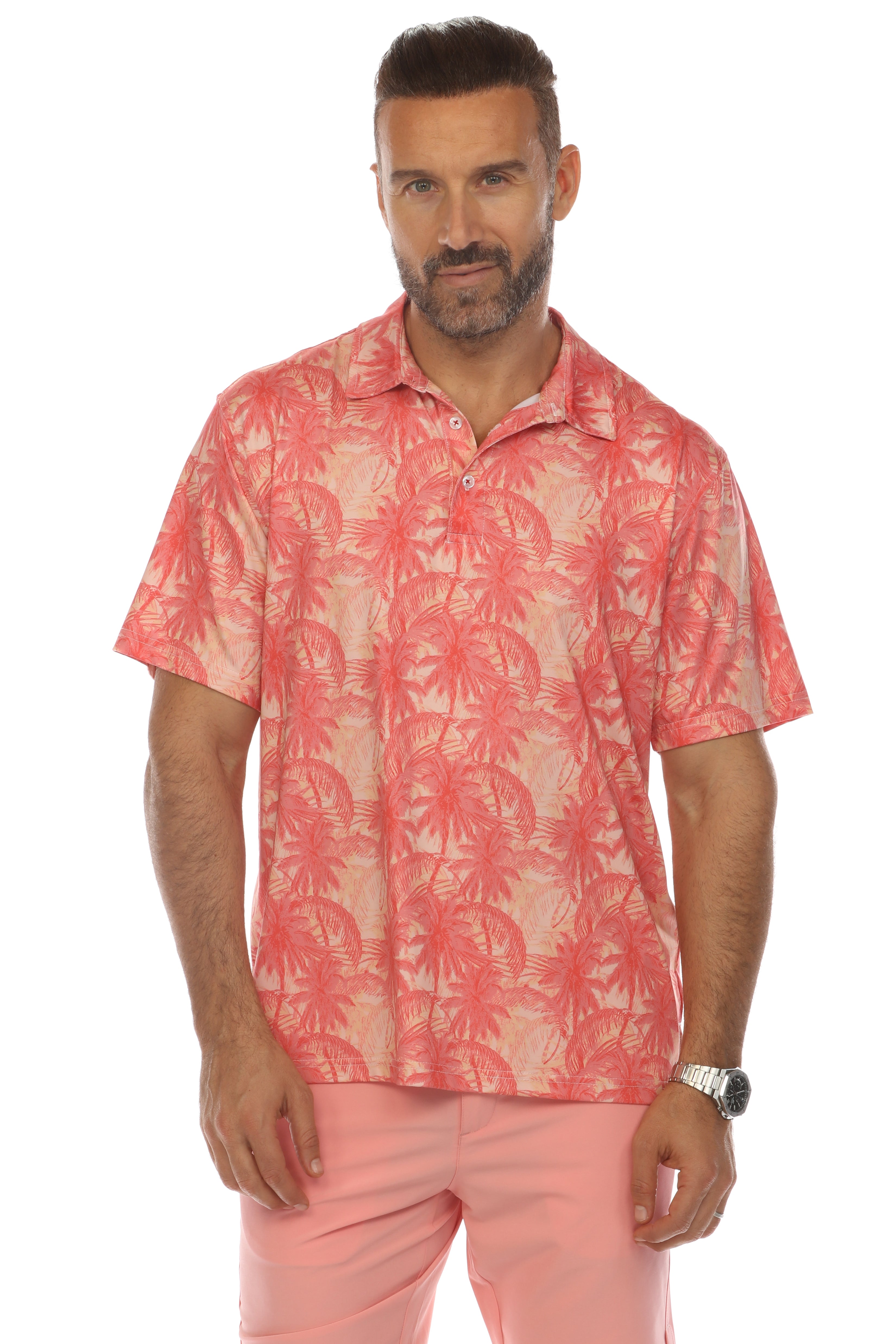 Mojito Casual Dry-Fit Polo Shirt Coral Print